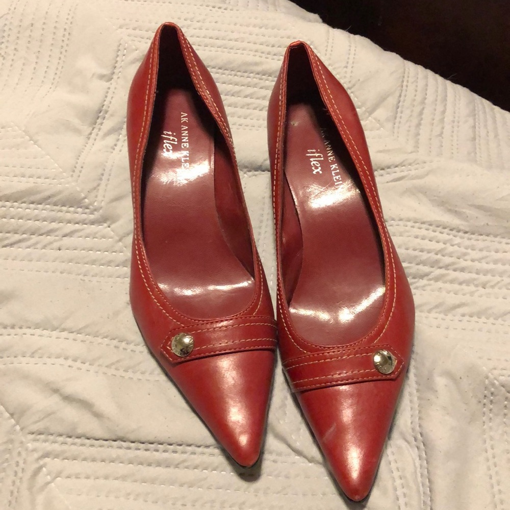 Red kitten heels
